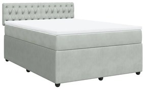 vidaXL Κρεβάτι Boxspring με Στρώμα Ανοιχτό Γκρι 160x200 εκ. Βελούδινο