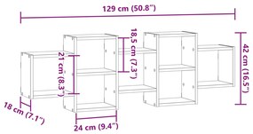 Ραφιέρα Τοίχου Γκρι Σκυροδέματος 129x18x42 εκ. από Επεξ. Ξύλο - Γκρι