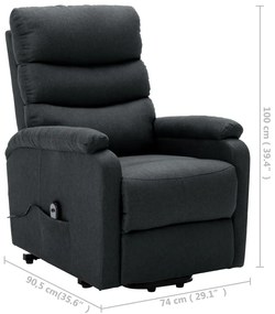 vidaXL Πολυθρόνα με Ανύψωση Σκούρο Γκρι Υφασμάτινη