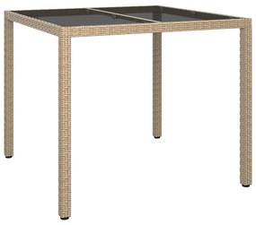 vidaXL Τραπέζι Κήπου για Φαγητό Μπεζ 90 x 90 x 75 cm Πολυ ράταν