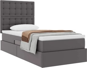 vidaXL Κρεβάτι Αποθήκης με κεφαλάρι Γκρι 90 x 200 cm Τεχνητό Δέρμα