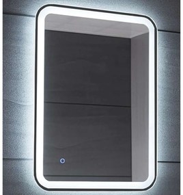 Καθρέπτης Μπάνιου Σκέτος Rolan 77-9131 Με Φως Led Touch 60x80cm Black Gloria Glass
