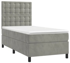 ΚΡΕΒΑΤΙ BOXSPRING ΜΕ ΣΤΡΩΜΑ &amp; LED ΑΝ.ΓΚΡΙ 80X200 ΕΚ. ΒΕΛΟΥΔΙΝΟ 3136329