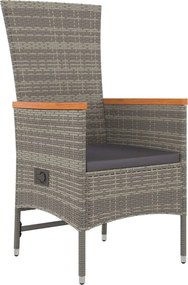 vidaXL Σετ Τραπεζαρίας Κήπου 7 τεμ. Γκρι Συνθ. Ρατάν με Μαξιλάρια