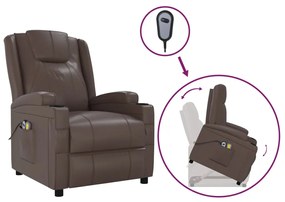 vidaXL Πολυθρόνα Μασάζ Ανακλινόμενη Καφέ Συνθετικό Δέρμα