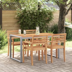 vidaXL Εξωτερική Τραπεζαρία Γκρι 140x80x75 εκ. Ατσάλι & Σομια Ρητίνη