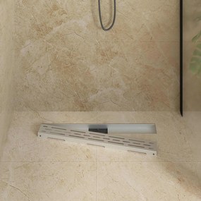 vidaXL Εκροή ντους με σχέδιο γραμμής Ασημί 70 cm Ανοξείδωτο Ατσάλι 304