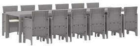 vidaXL Σέτ φαγητού για κήπο 13 pcs Ανοιχτό γκρι Rattan Polt