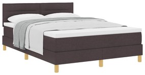 vidaXL Κρεβάτι με Στρώμα Σκούρο Καφέ 140x190 εκ. Ύφασμα