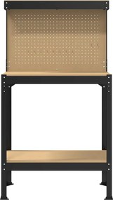 vidaXL Εργαστηριακός πάγκος με ράφι Μαύρο 81 x 41 x 145 εκ.