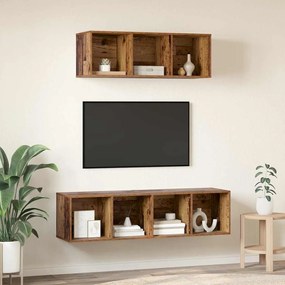 vidaXL Σετ Τηλεοπτικού Κάδου 2 pcs Παλαιό ξύλο 37 x 37 x 142.5 εκ