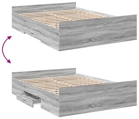 vidaXL Πλαίσιο Κρεβατιού με συρτάρια Γκρι sonoma 120x200εκ. Επεξ. Ξύλο