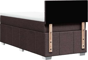 vidaXL Κρεβάτι Boxspring με Στρώμα Σκούρο Καφέ 90x200 εκ. Υφασμάτινο