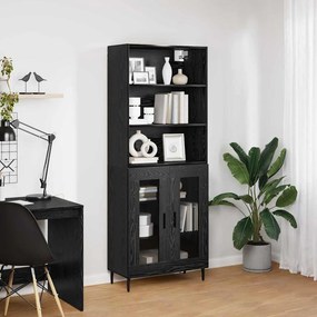 vidaXL Highboard 2 pcs Μαύρη Οξυά 69,5 x 32,5 x 180 εκ