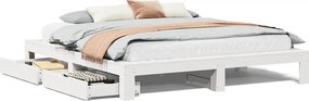 vidaXL Σκελετός Κρεβ. Χωρίς Στρώμα Λευκό 200x200 εκ Μασίφ Πεύκο