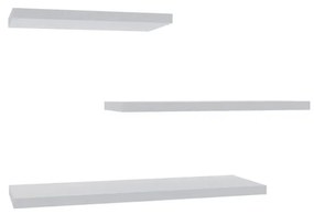 Ραφιέρα τοίχου Leila pakoworld σετ 3τεμ μελαμίνη σε λευκή απόχρωση 40x14x2εκ