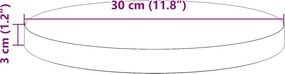 vidaXL Επιφάνεια Τραπεζιού Στρογγυλή Ø 30x3 εκ. από Μασίφ Ξύλο Πεύκου