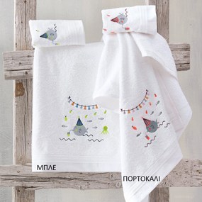 Βρεφικές Πετσέτες (Σετ 2τμχ) Rythmos Bubbles 450gsm Λευκό,Μπλε