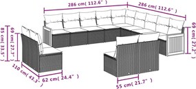 vidaXL Σετ Καναπέ Κήπου 13τεμ Μπεζ Συνθ. Ρατάν με Μαξιλάρια