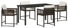 vidaXL Σέτ φαγητού για κήπο 5 pcs Καφέ συνθετικό ρατάν