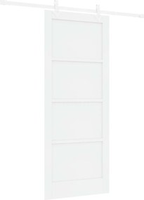 vidaXL Συρόμενη Πόρτα Λευκό 83 x 202 εκ. Μασίφ Ξύλο Πεύκου