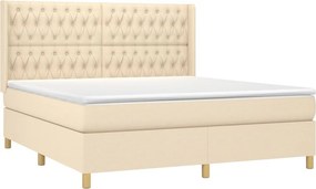 vidaXL Κρεβάτι Boxspring με Στρώμα Κρεμ 180x200 εκ. Υφασμάτινο