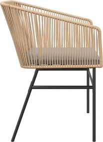 vidaXL Καρέκλες Κήπου 2 τεμ. Καφέ Συνθ. Ρατάν + Μαξιλάρια