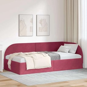 vidaXL Κρεβάτι Γωνίας με κεφαλάρι Μπορντό 90 x 200 cm Βελούδο