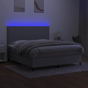 vidaXL Κρεβάτι Boxspring με Στρώμα &amp; LED Αν.Γκρι 180x200εκ. Υφασμάτινο