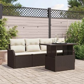 vidaXL Σετ Καναπέ Κήπου 5 pcs Καφέ 100 x 55 x 73 εκ Πολυ ράταν