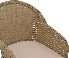 Πολυθρόνα κήπου Hadrian pakoworld rattan καφέ- textilene μπεζ 57x70x85εκ