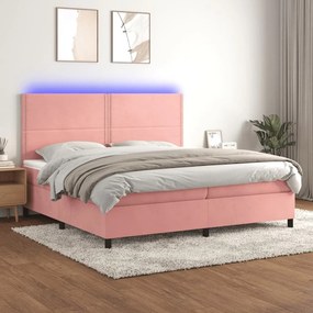 ΚΡΕΒΑΤΙ BOXSPRING ΜΕ ΣΤΡΩΜΑ &amp; LED ΡΟΖ 200X200 ΕΚ. ΒΕΛΟΥΔΙΝΟ 3136088