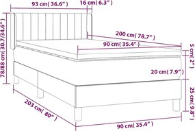 vidaXL Κρεβάτι Boxspring με Στρώμα Σκούρο Καφέ 90x200 εκ. Υφασμάτινο