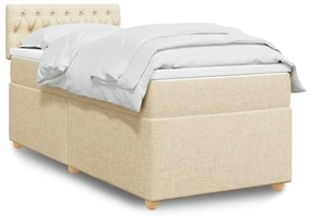 vidaXL Κρεβάτι Boxspring με Στρώμα Κρεμ 80 x 200 εκ. Υφασμάτινο