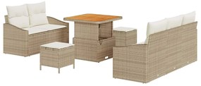 vidaXL Σετ Καναπέ Κήπου με μαξιλάρι με αποθήκευση 8 pcs Μπεζ και Κρέμα