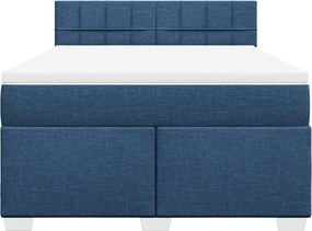 vidaXL Κρεβάτι Boxspring με Στρώμα Μπλε 140x200 εκ. Υφασμάτινο