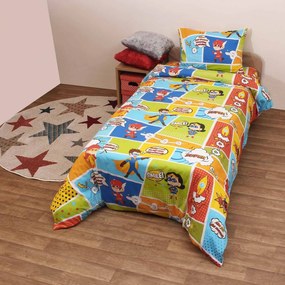 Βρεφικά Σεντόνια Σετ 2τμχ Κόμικ Multi Viopros Crib 80x100cm Χωρίς Λάστιχο 100% Cotton