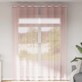 Κουρτίνες Voile με ροδέλες 2 τεμάχια Ροζ 140x260 εκ. - Ροζ