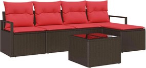 vidaXL Σετ Καναπέ με μαξιλάρι 6 pcs Καφέ συνθετικό ρατάν