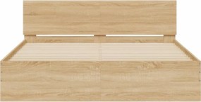 vidaXL Πλαίσιο Κρεβατιού με Κεφαλάρι/LED Sonoma δρυς 150x200 εκ.