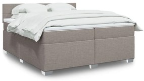 Κρεβάτι Boxspring με Στρώμα Taupe 200x200 εκ. Υφασμάτινο - Μπεζ-Γκρι