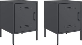 vidaXL Κομοδίνα 2 τεμ. Ανθρακί 36x39x50,5 εκ. από Χάλυβα