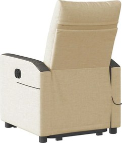 vidaXL Πολυθρόνα Μασάζ Ηλεκ. Ανακλινόμενη με Ανύψωση Κρεμ Υφασμάτινη