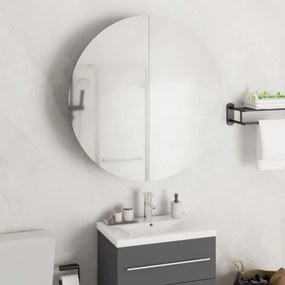 VidaXL Ντουλάπι Μπάνιου με Στρογγυλό Καθρέφτη&LED Δρυς 54x54x17,5 εκ.