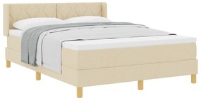 vidaXL Κρεβάτι με Ελατήριο και Στρώμα Κρεμ, 140 x 200 εκ. Υφάσματος.