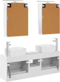 vidaXL Σετ Επίπλων Μπάνιου 5 pcs Λευκό Επεξεργασμένο Ξύλο και Γυαλί