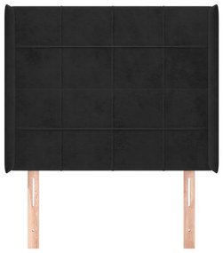 Κεφαλάρι με Πτερύγια Μαύρο 93x16x118/128 εκ. Βελούδινο - Μαύρο