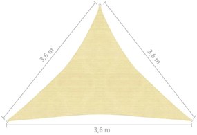 Πανί Σκίασης Τριγωνικό Μπεζ 3,6 x 3,6 x 3,6 μ. από HDPE - Μπεζ