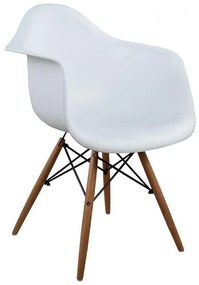 Armchair with wooden legs and white seat Mirto  64x60x81 cm