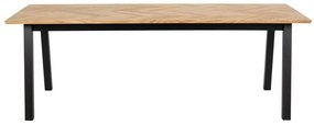 Τραπέζι Oakland 388, Δρυς, Μαύρο, 75x95x220cm, 52 kg, Φυσικό ξύλο καπλαμά, Πλαστικοποιημένη μοριοσανίδα, Ινοσανίδες μέσης πυκνότητας | Epipla1.gr